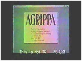 Matching credit and copyright notice at beginning of the 1992 Re:Agrippa remix video