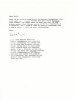 Letter from Kevin Begos to William Gibson